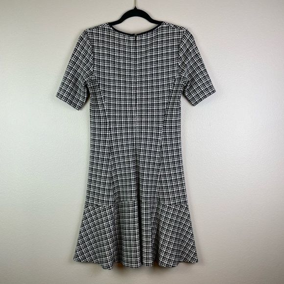 Theory Womens Black White Houndstooth Blend Nikay Moda Mini Dress - Picture 3 of 5